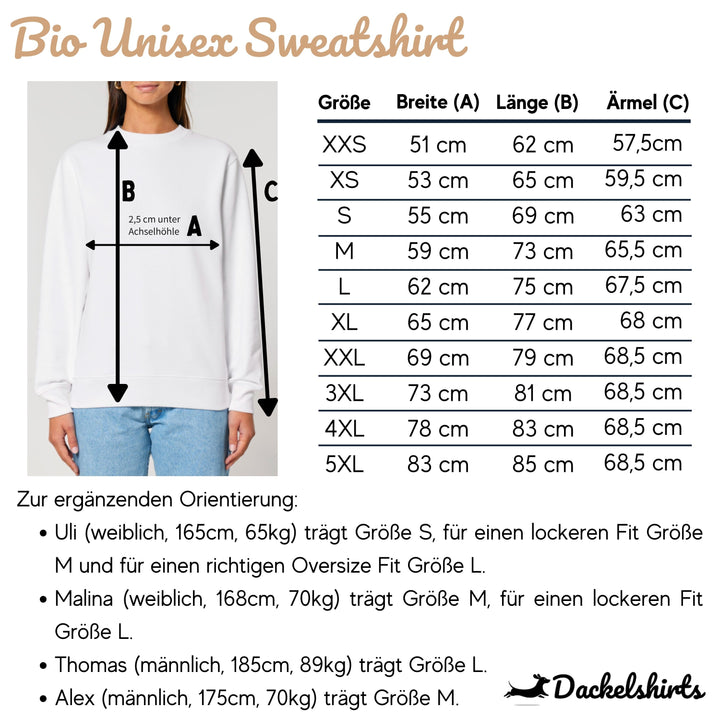 Dackel mit Schmetterling (Rauhaar) - Bio Unisex Sweatshirt