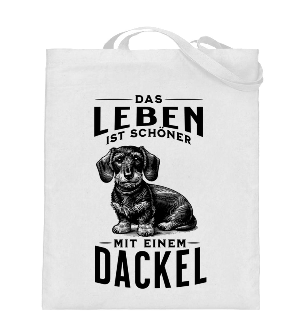 Dackelshirts Leben mit Dackel (Rauhaar) - Jutebeutel White / 38cm-42cm