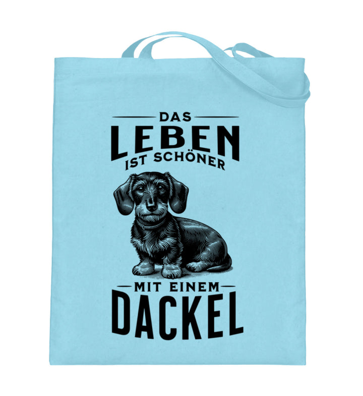 Dackelshirts Leben mit Dackel (Rauhaar) - Jutebeutel Light Blue / 38cm-42cm