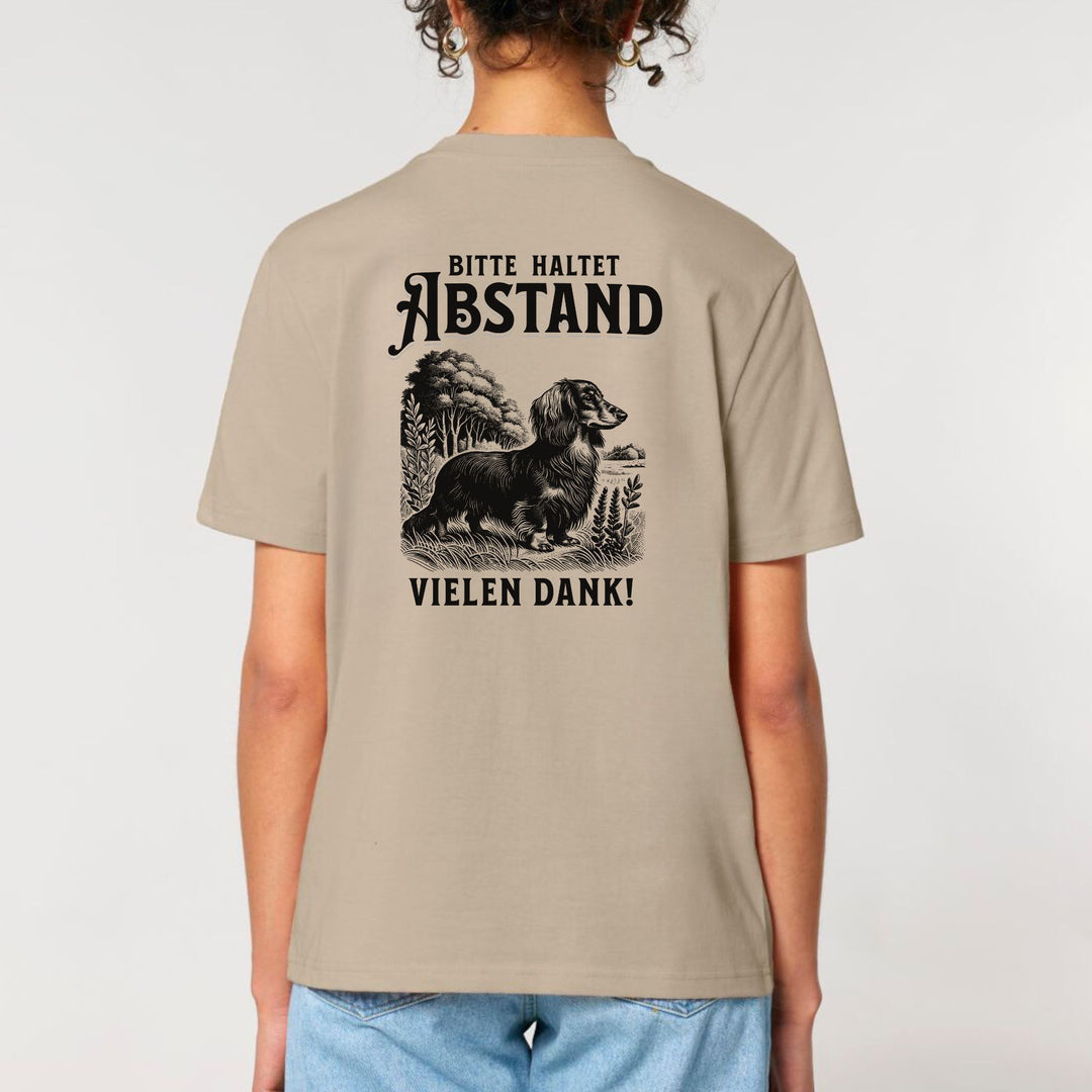 Abstand (Langhaar) - Bio Unisex T-Shirt (Front- und Backprint)