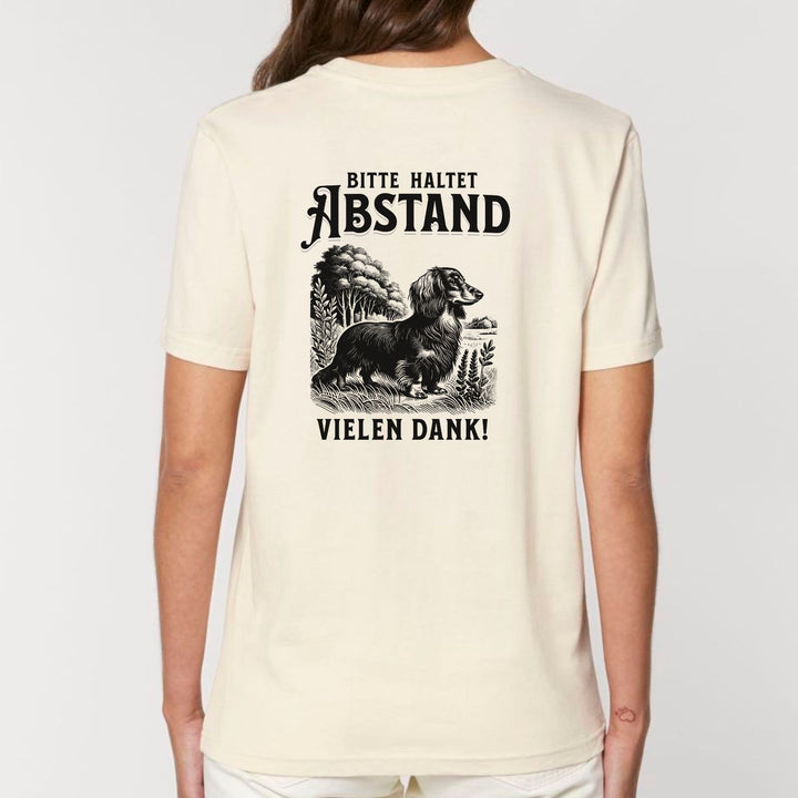 Abstand (Langhaar) - Bio Unisex T-Shirt (Front- und Backprint)