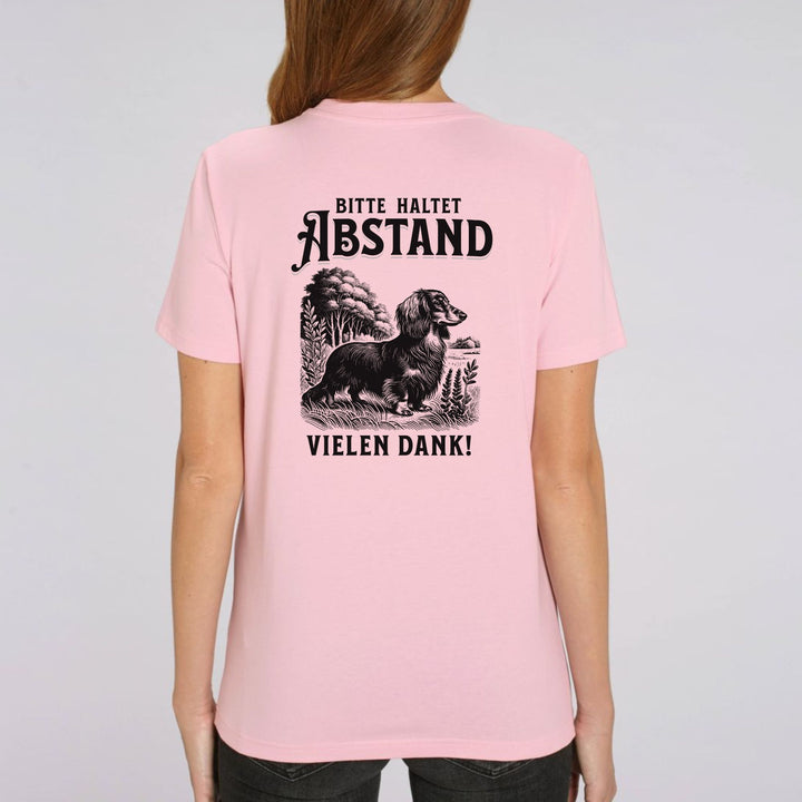 Abstand (Langhaar) - Bio Unisex T-Shirt (Front- und Backprint)