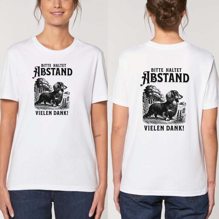 Abstand (Langhaar) - Bio Unisex T-Shirt (Front- und Backprint)