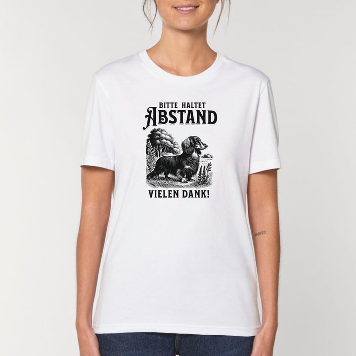 Abstand (Langhaar) - Bio Unisex T-Shirt (Front- und Backprint)