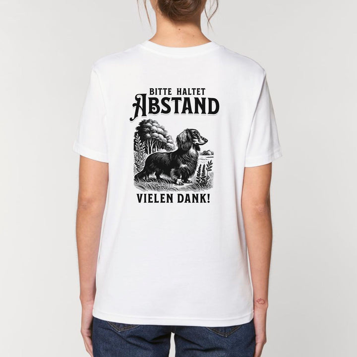 Abstand (Langhaar) - Bio Unisex T-Shirt (Front- und Backprint)