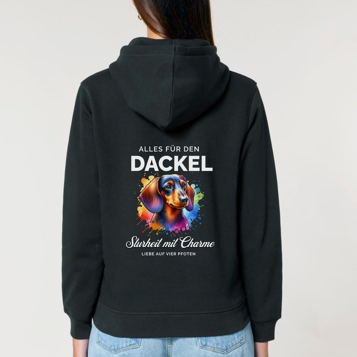 Dackelshirts Alles für den Dackel (Kurzhaar) - Bio Unisex Hoodie Schwarz / XS