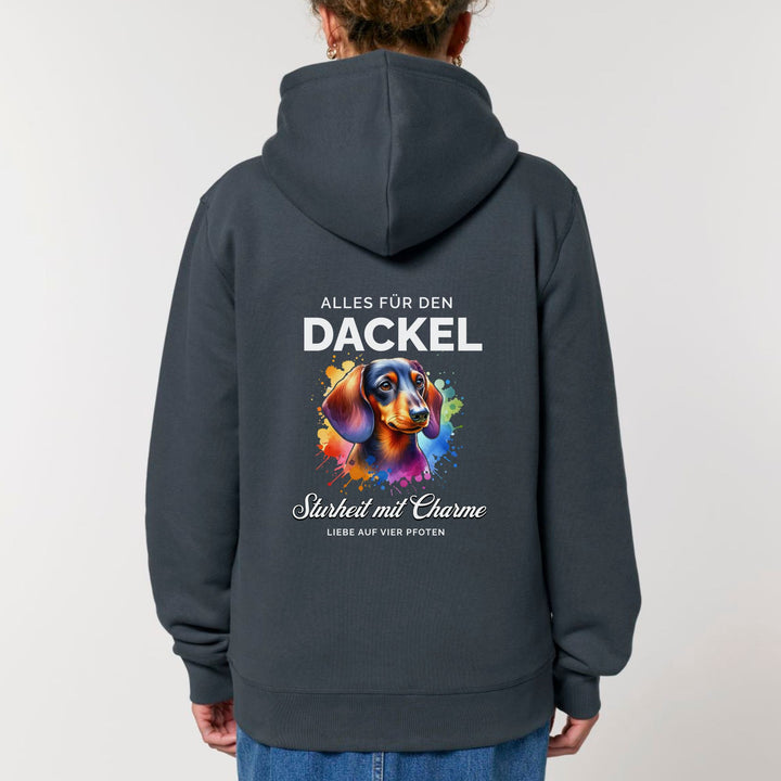 Dackelshirts Alles für den Dackel (Kurzhaar) - Bio Unisex Hoodie India Ink Grey / XS