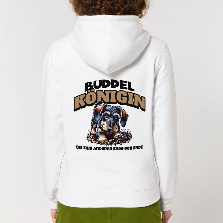 Buddelkönigin (Rauhaar) - Bio Unisex Hoodie (Backprint)