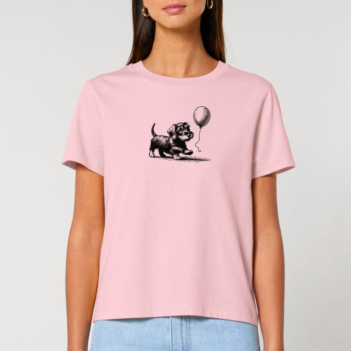 Dackelshirts Dackel mit Ballon (Rauhaar) - Bio Frauen T-Shirt Cotton Pink / XS