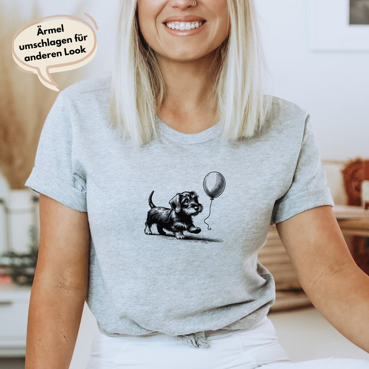 Dackelshirts Dackel mit Ballon (Rauhaar) - Bio Unisex T-Shirt Heather Grey / XS