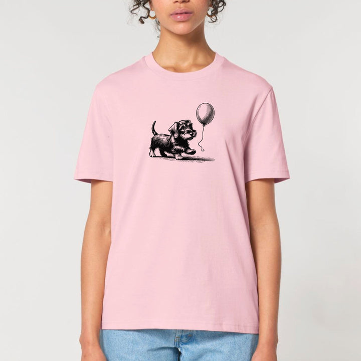 Dackelshirts Dackel mit Ballon (Rauhaar) - Bio Unisex T-Shirt Cotton Pink / XS