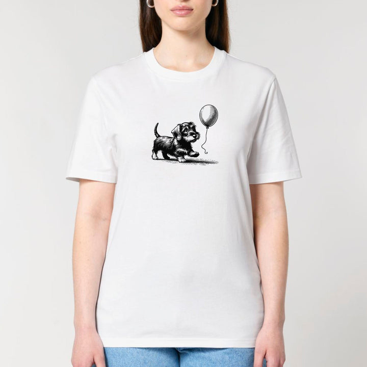 Dackelshirts Dackel mit Ballon (Rauhaar) - Bio Unisex T-Shirt White / XS