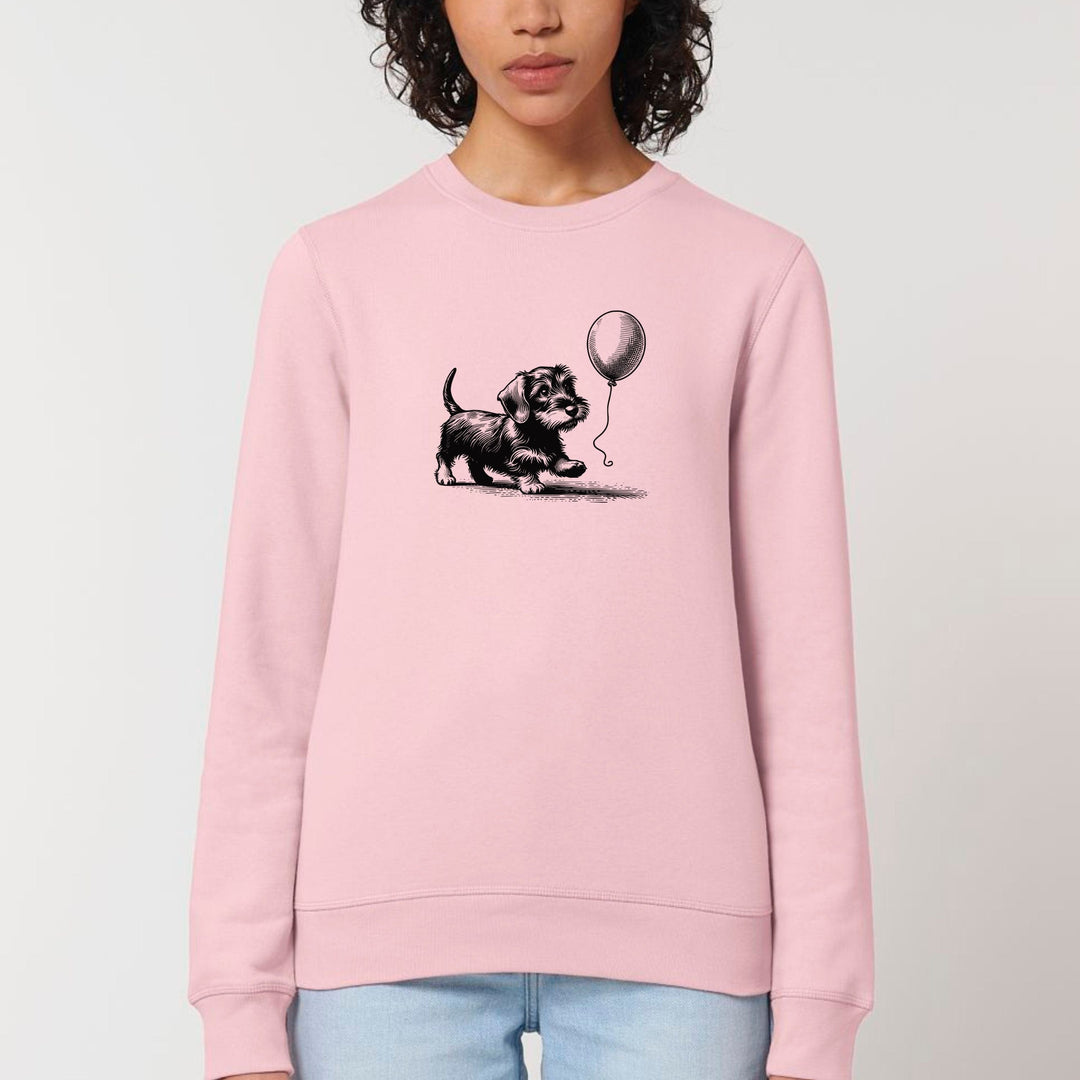 Dackelshirts Dackel mit Ballon (Rauhaar) - Bio Unisex Sweatshirt Cotton Pink / XS