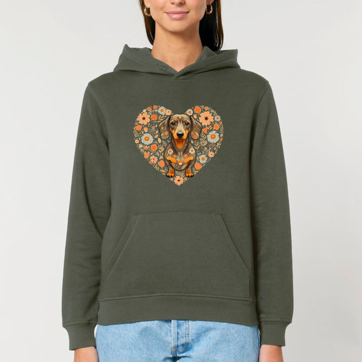 Dackel Blumenherz (Kurzhaar) - Bio Unisex Hoodie