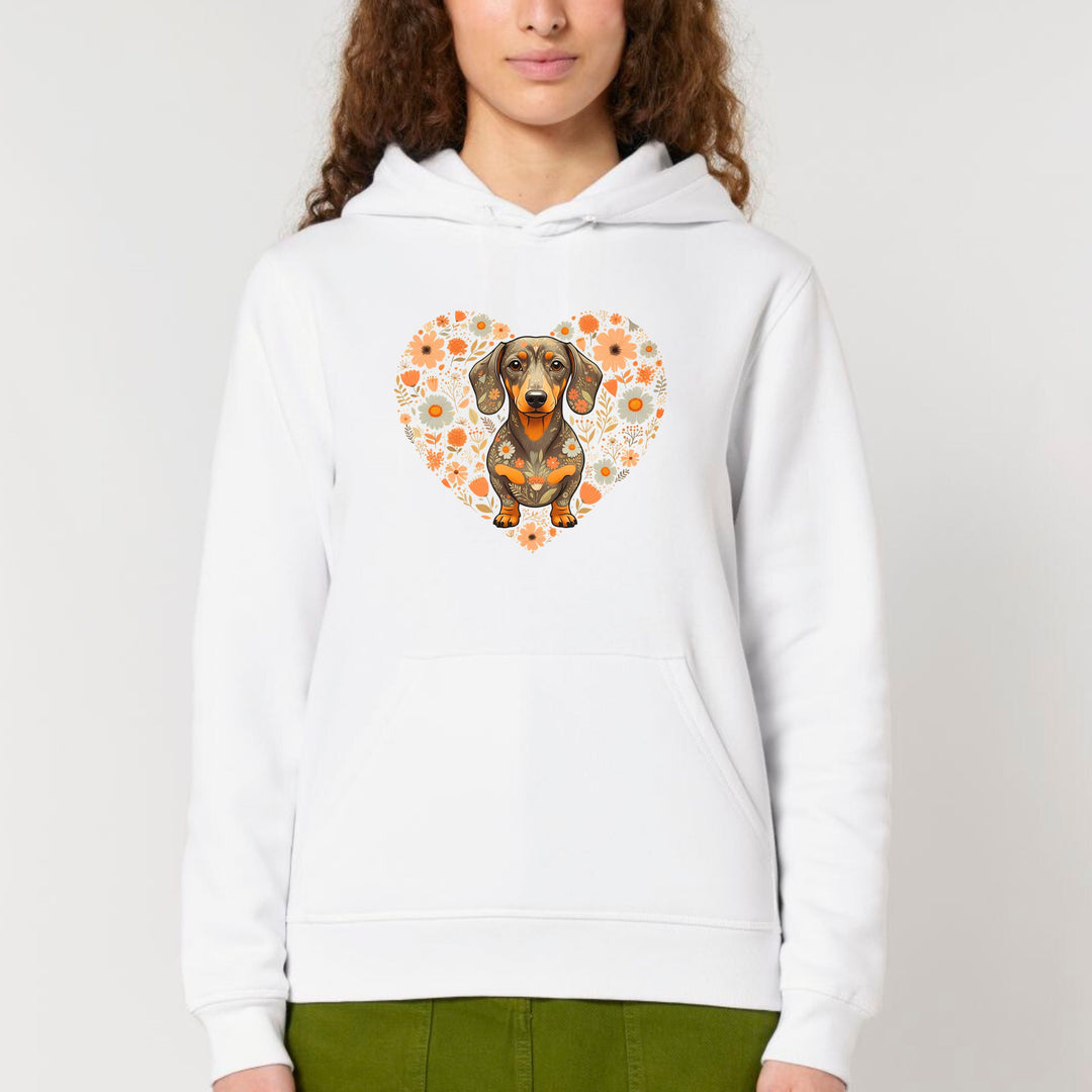 Dackel Blumenherz (Kurzhaar) - Bio Unisex Hoodie