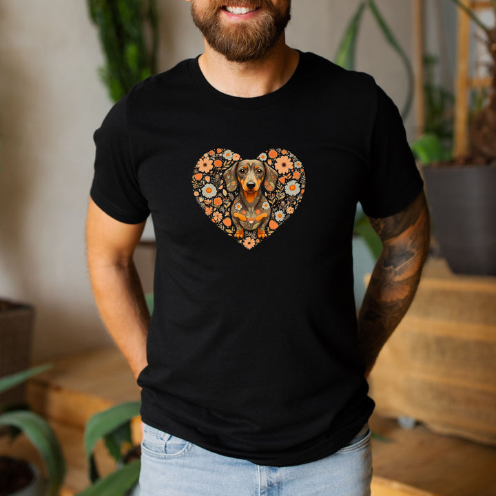 Dackel Blumenherz (Kurzhaar) - Bio Unisex T-Shirt