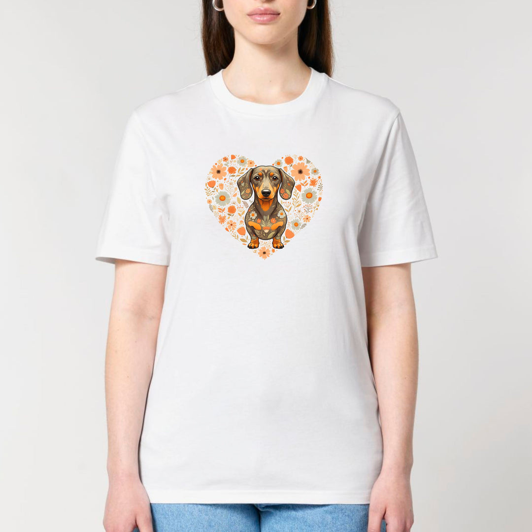 Dackel Blumenherz (Kurzhaar) - Bio Unisex T-Shirt