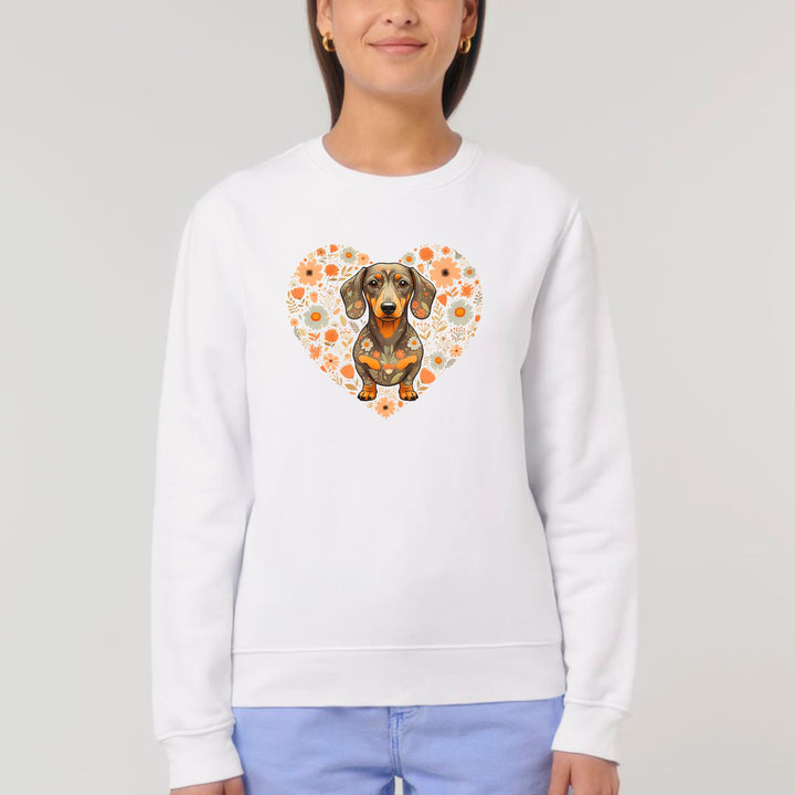 Dackel Blumenherz (Kurzhaar) - Bio Unisex Sweatshirt