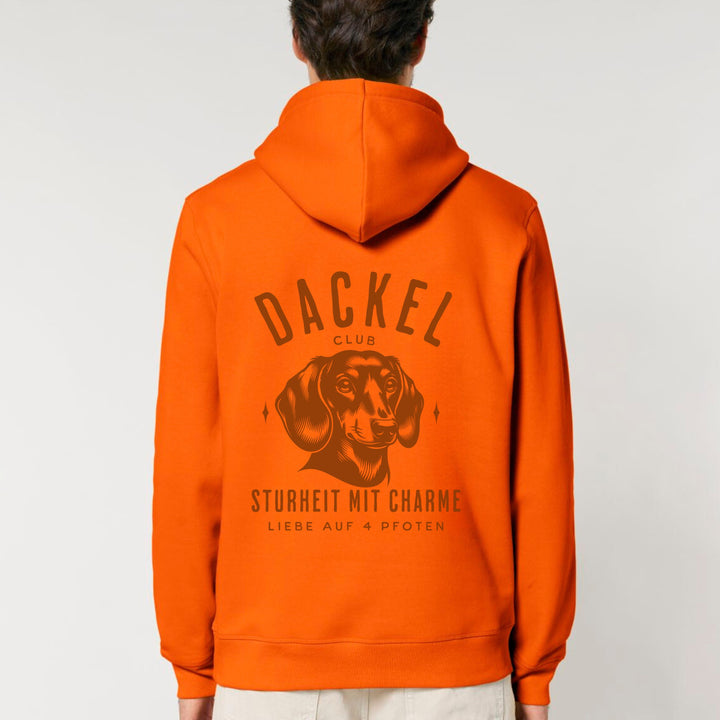 Dackelshirts Dackelclub (Kurzhaar) monochrom - Bio Unisex Hoodie Bright Orange / XS