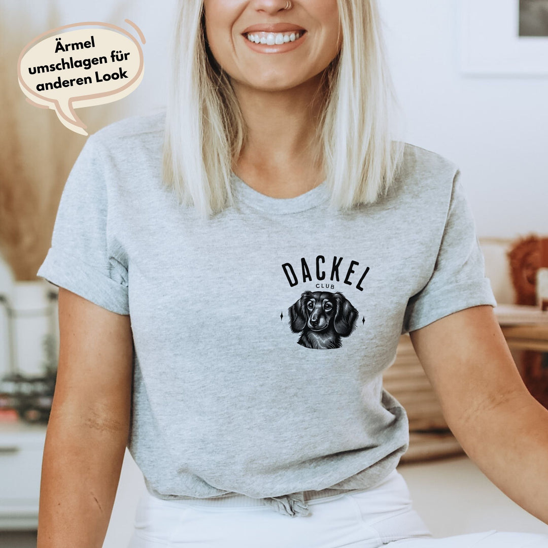 Dackelclub (Langhaar) - Bio Unisex T-Shirt (Front- und Backprint)