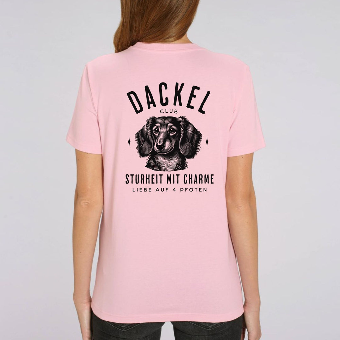 Dackelclub (Langhaar) - Bio Unisex T-Shirt (Front- und Backprint)