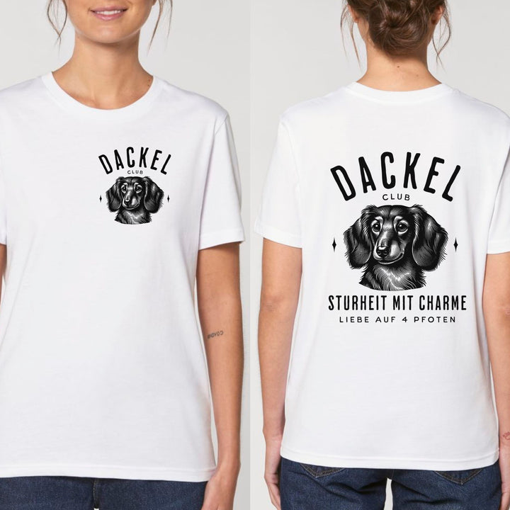 Dackelclub (Langhaar) - Bio Unisex T-Shirt (Front- und Backprint)