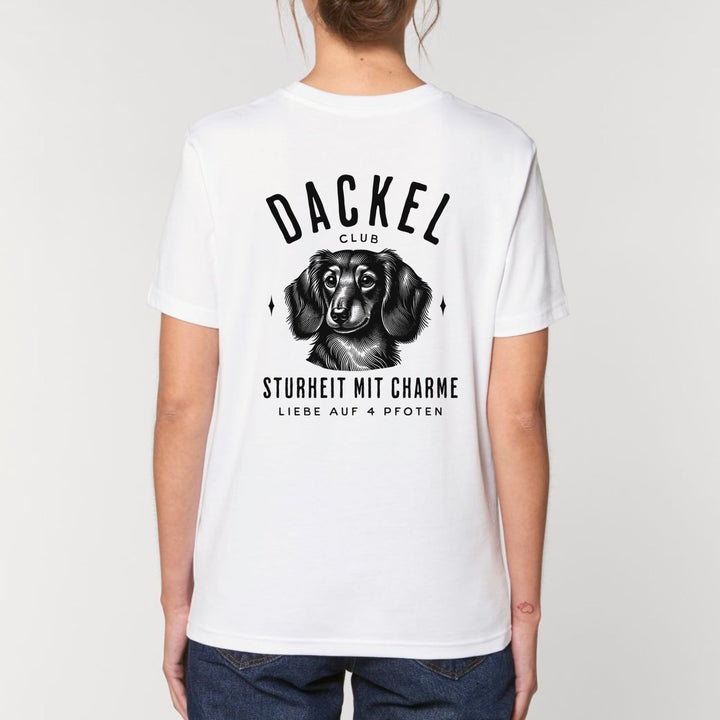 Dackelclub (Langhaar) - Bio Unisex T-Shirt (Front- und Backprint)