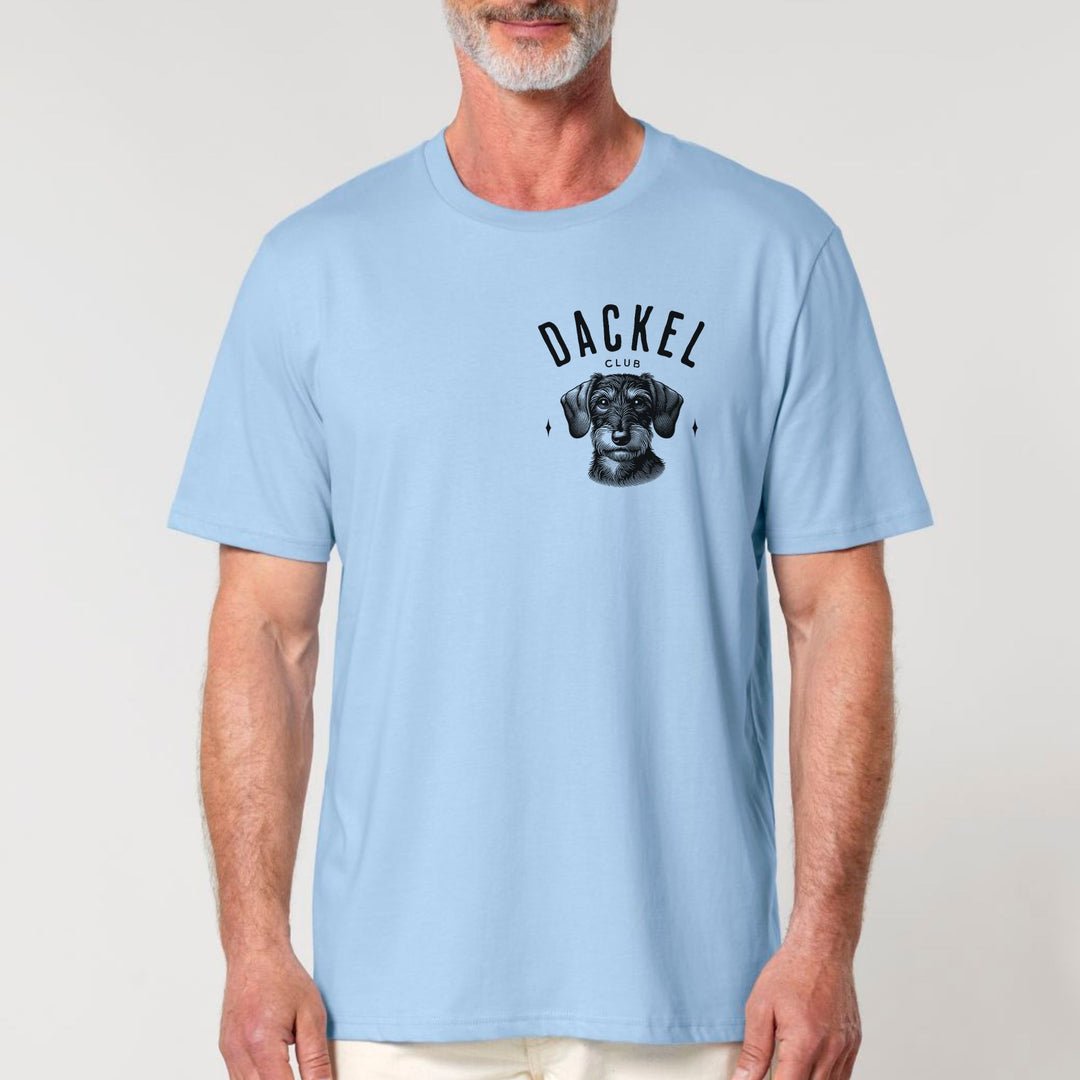 Dackelshirts Dackelclub (Rauhaar) - Bio Unisex T-Shirt (Front- und Backprint) Blue Soul / XS