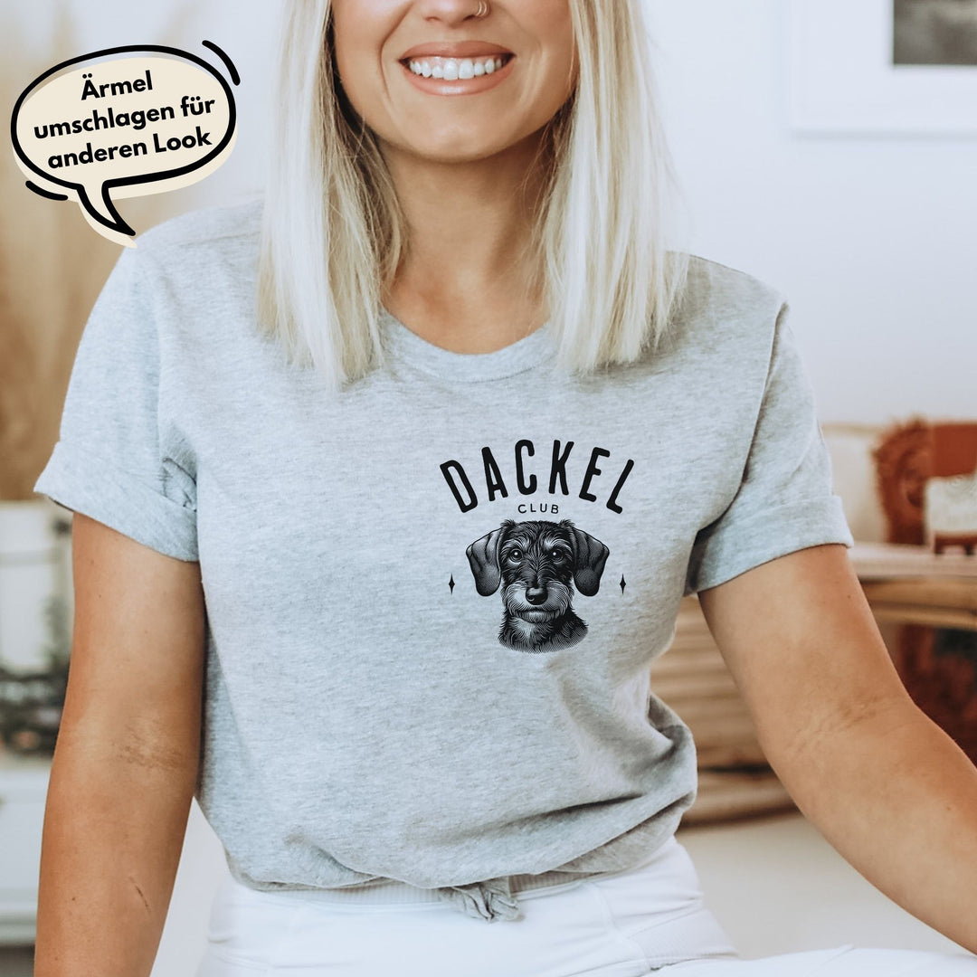 Dackelshirts Dackelclub (Rauhaar) - Bio Unisex T-Shirt (Front- und Backprint) Heather Grey / XS