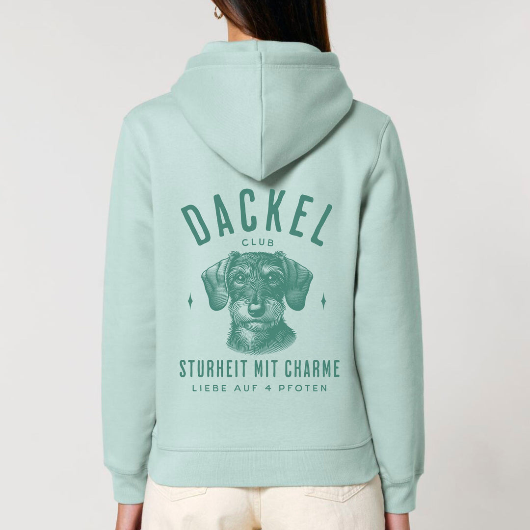 Dackelshirts Dackelclub (Rauhaar) monochrom - Bio Unisex Hoodie Caribbean Blue / XS