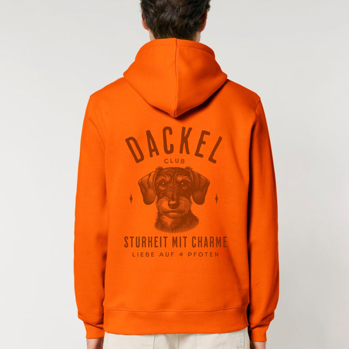 Dackelshirts Dackelclub (Rauhaar) monochrom - Bio Unisex Hoodie Bright Orange / XS