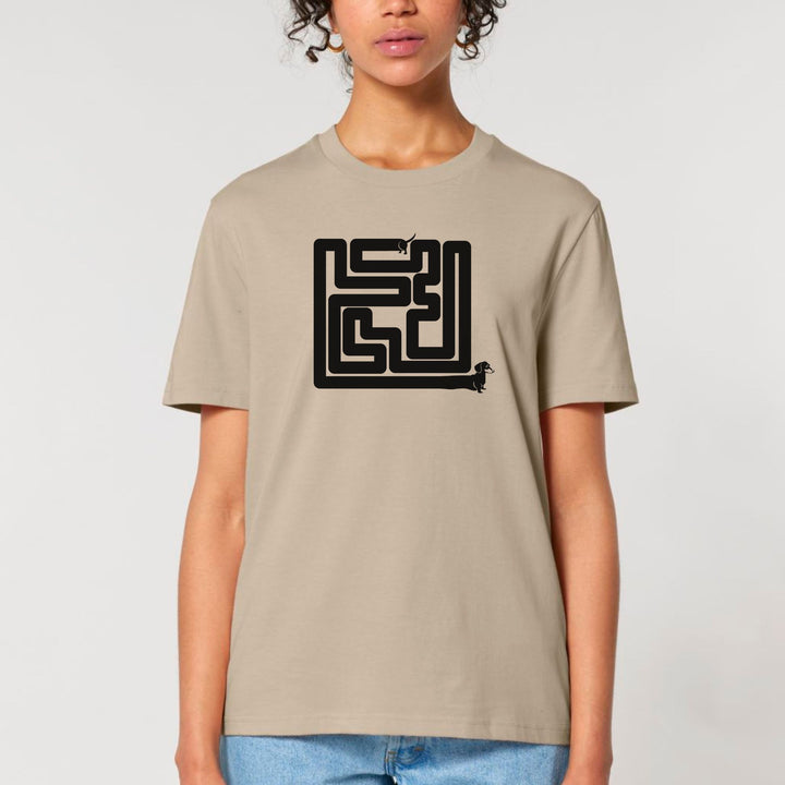 Dackelshirts Dackel Labyrinth (Kurzhaar) - Bio Unisex T-Shirt Desert Dust / XS