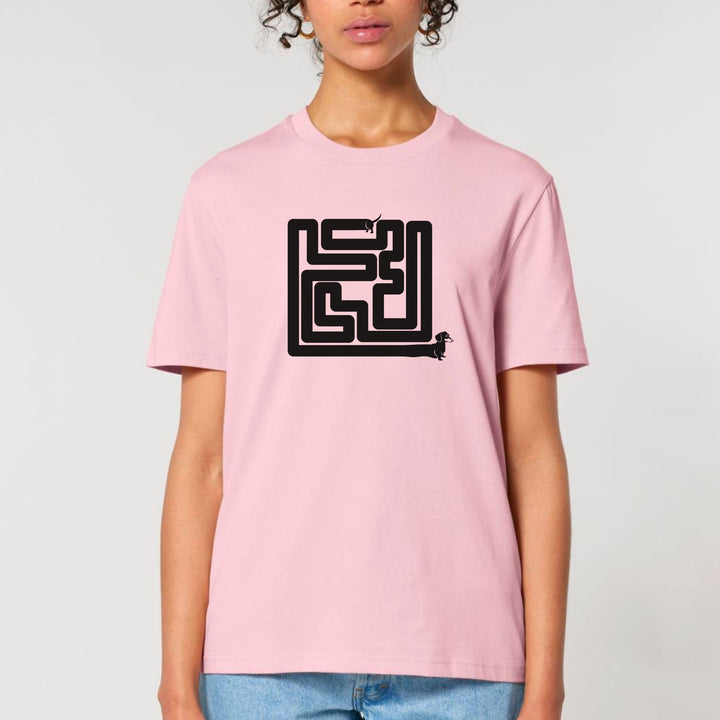 Dackelshirts Dackel Labyrinth (Kurzhaar) - Bio Unisex T-Shirt Cotton Pink / XS