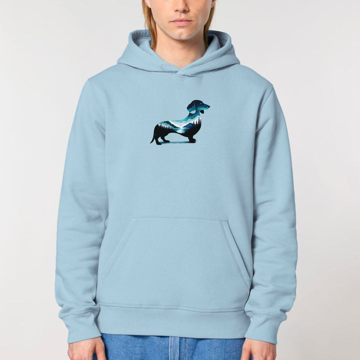 Dackelshirts Dackellandschaft (Kurzhaar) - Bio Unisex Hoodie Sky Blue / XS