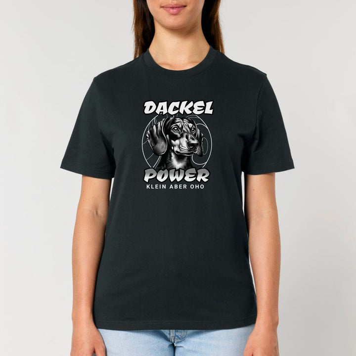 Dackelshirts Dackelpower (Kurzhaar) - Bio Unisex T-Shirt Schwarz / XS