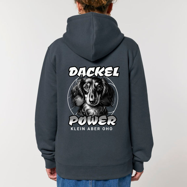 Dackelshirts Dackelpower (Langhaar) - Bio Unisex Hoodie India Ink Grey / XS