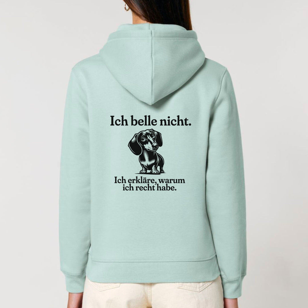 Dackelshirts Ich belle nicht (Kurzhaar) - Bio Unisex Hoodie (Backprint) Caribbean Blue / L