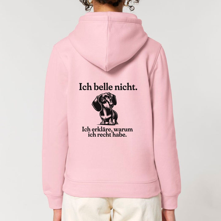 Dackelshirts Ich belle nicht (Kurzhaar) - Bio Unisex Hoodie (Backprint) Cotton Pink / XS