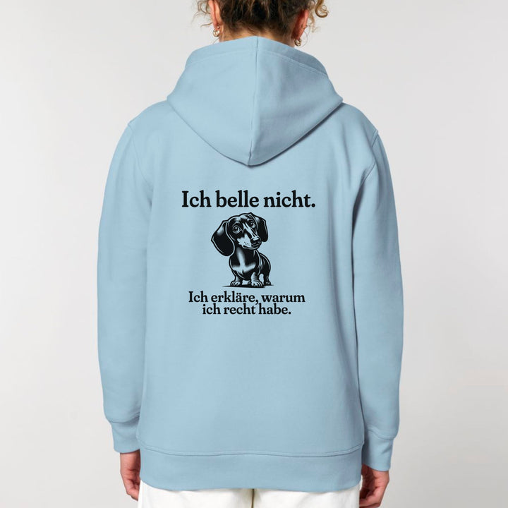 Dackelshirts Ich belle nicht (Kurzhaar) - Bio Unisex Hoodie (Backprint) Sky Blue / XS