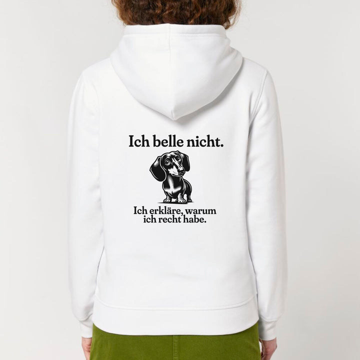 Dackelshirts Ich belle nicht (Kurzhaar) - Bio Unisex Hoodie (Backprint) White / XS