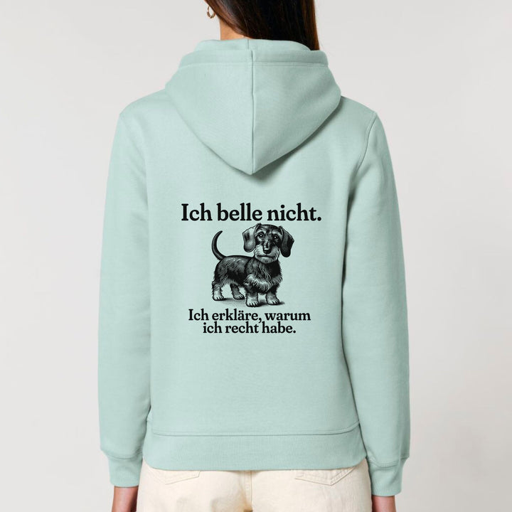 Dackelshirts Ich belle nicht (Rauhaar) - Bio Unisex Hoodie (Backprint) Caribbean Blue / XS