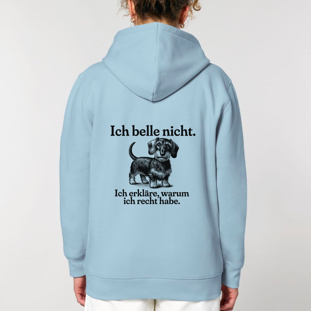 Dackelshirts Ich belle nicht (Rauhaar) - Bio Unisex Hoodie (Backprint) Sky Blue / XS