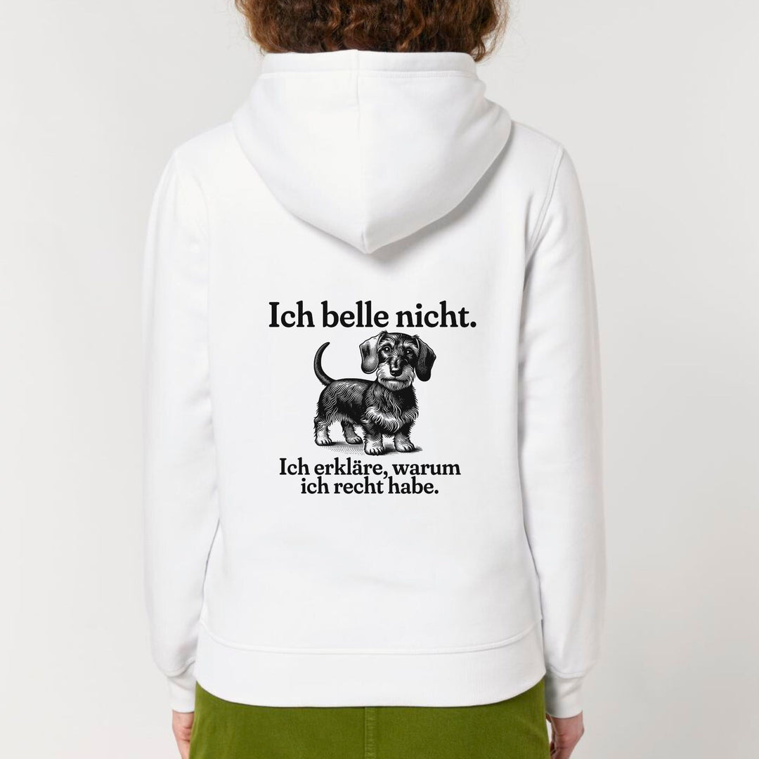 Ich belle nicht (Rauhaar) - Bio Unisex Hoodie (Backprint)