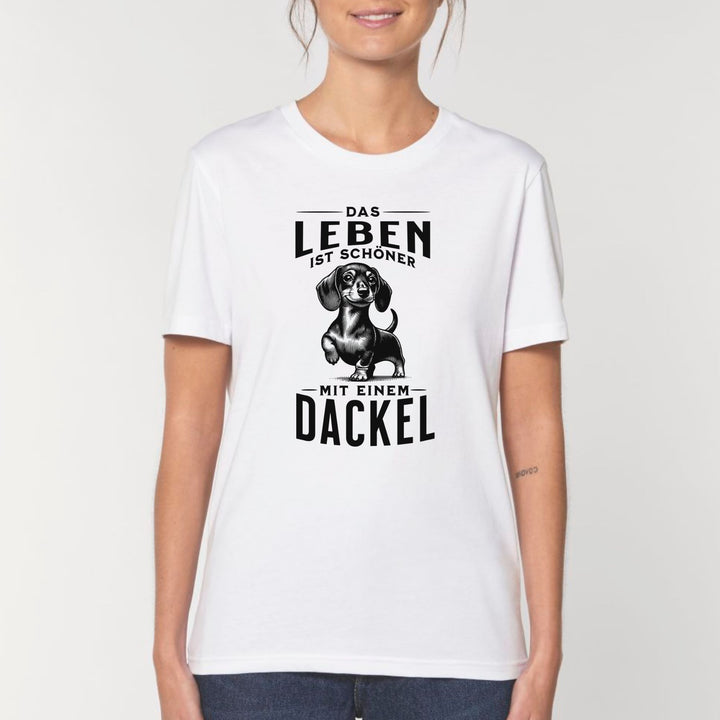 Dackelshirts Leben mit Dackel (Kurzhaar) - Bio Unisex T-Shirt White / XS