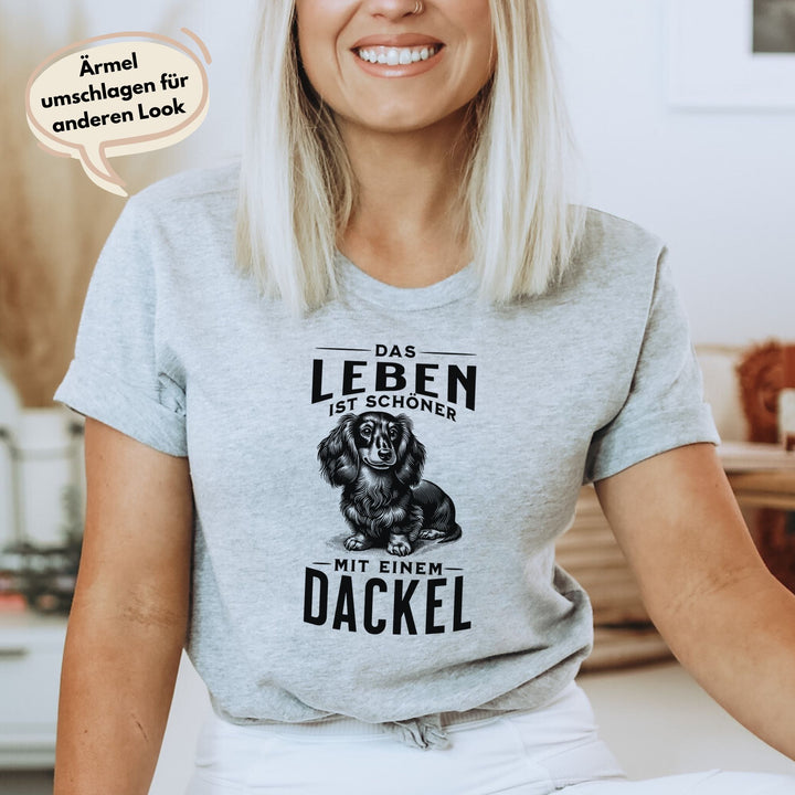 Leben mit Dackel (Langhaar) - Bio Unisex T-Shirt