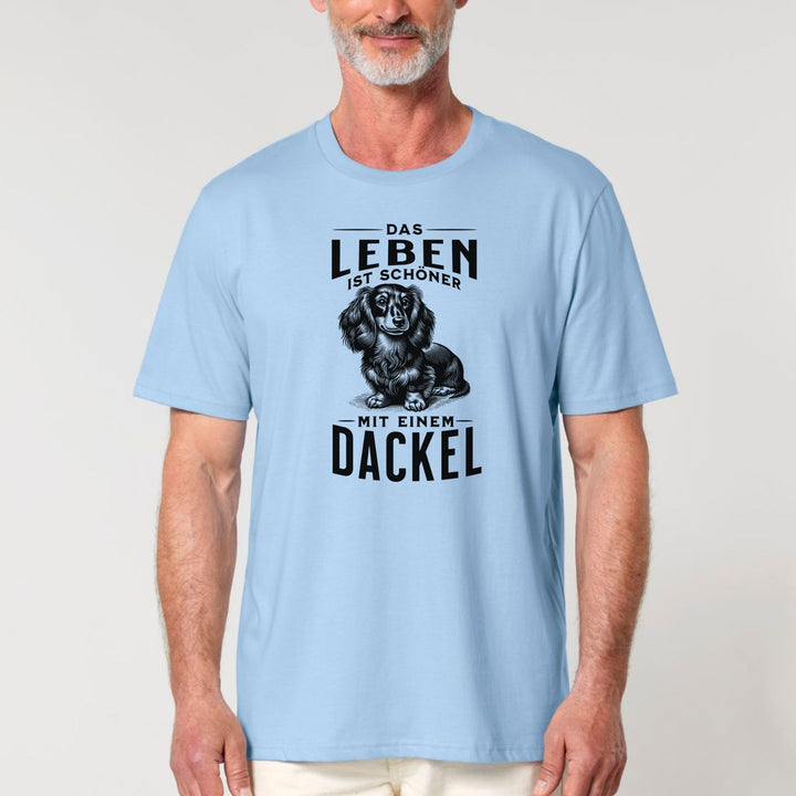 Leben mit Dackel (Langhaar) - Bio Unisex T-Shirt