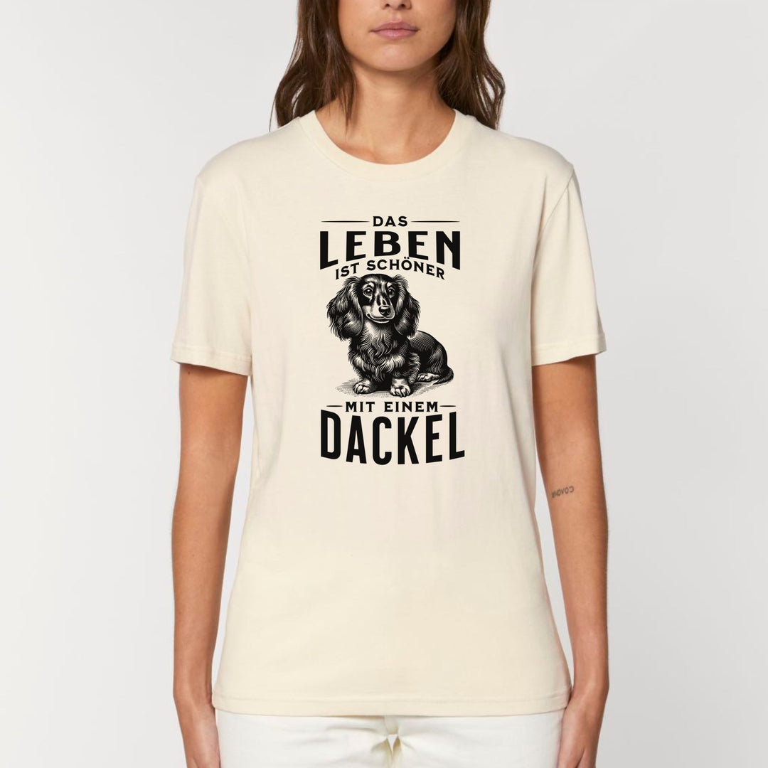 Leben mit Dackel (Langhaar) - Bio Unisex T-Shirt