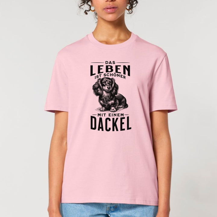 Leben mit Dackel (Langhaar) - Bio Unisex T-Shirt