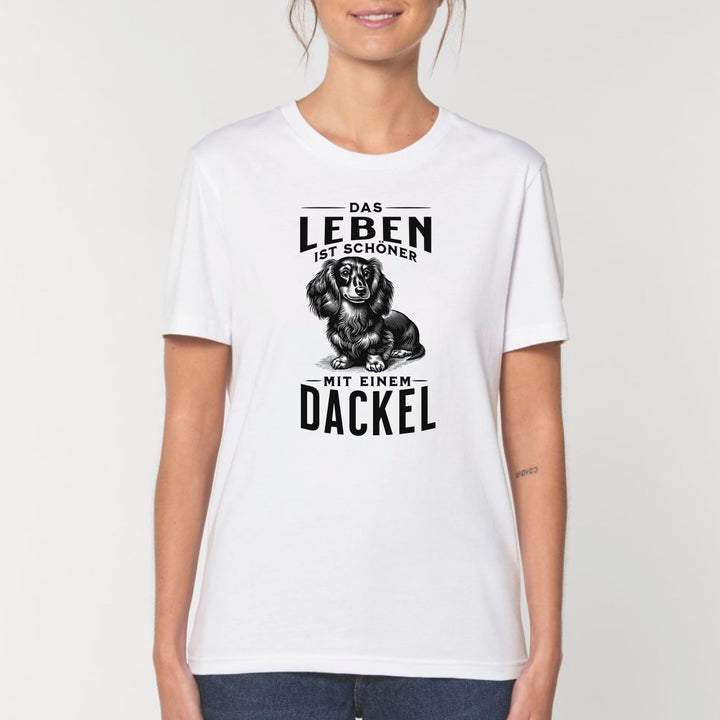 Leben mit Dackel (Langhaar) - Bio Unisex T-Shirt