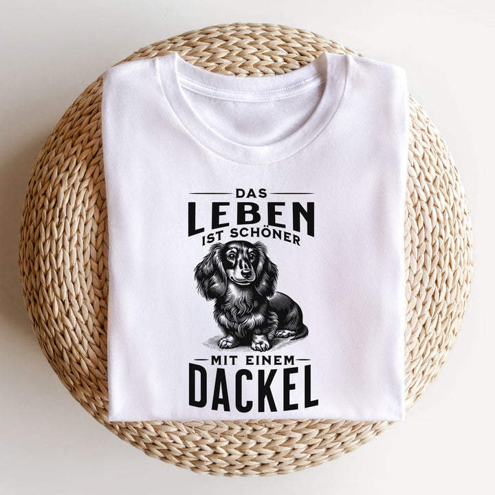 Leben mit Dackel (Langhaar) - Bio Unisex T-Shirt